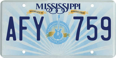 MS license plate AFY759