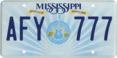 MS license plate AFY777