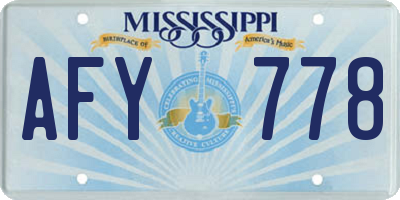 MS license plate AFY778