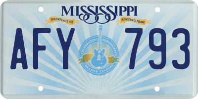 MS license plate AFY793