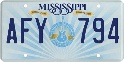 MS license plate AFY794