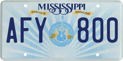 MS license plate AFY800