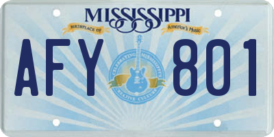MS license plate AFY801