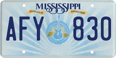 MS license plate AFY830