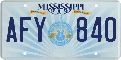 MS license plate AFY840