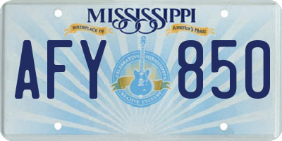 MS license plate AFY850