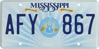 MS license plate AFY867