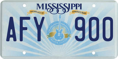MS license plate AFY900