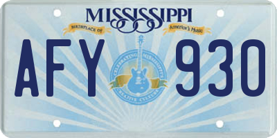 MS license plate AFY930