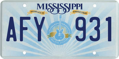 MS license plate AFY931