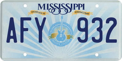 MS license plate AFY932