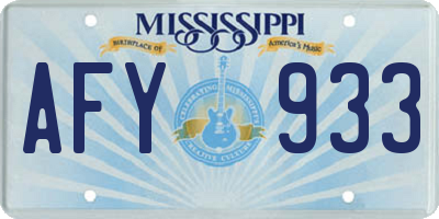 MS license plate AFY933