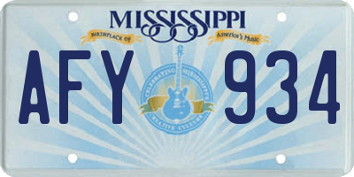 MS license plate AFY934