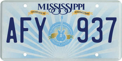 MS license plate AFY937