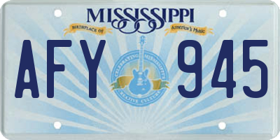 MS license plate AFY945