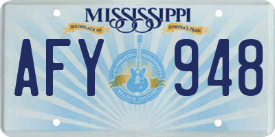 MS license plate AFY948