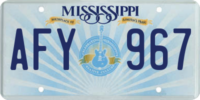 MS license plate AFY967