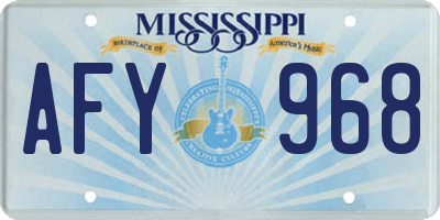 MS license plate AFY968