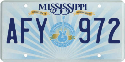 MS license plate AFY972