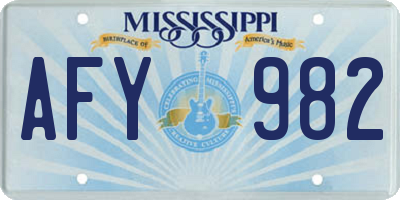 MS license plate AFY982