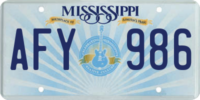 MS license plate AFY986