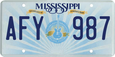 MS license plate AFY987