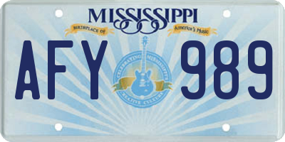 MS license plate AFY989