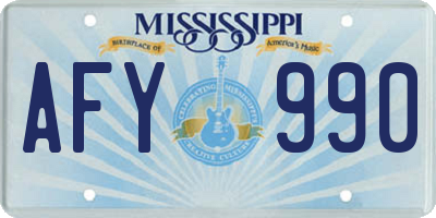MS license plate AFY990