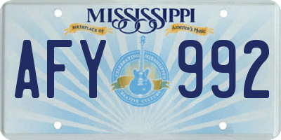 MS license plate AFY992