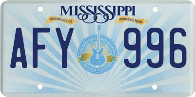 MS license plate AFY996