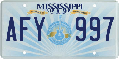 MS license plate AFY997