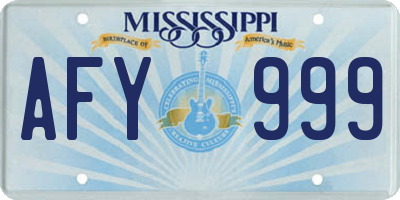 MS license plate AFY999