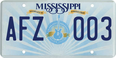 MS license plate AFZ003