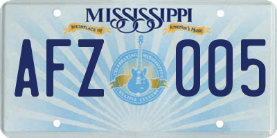 MS license plate AFZ005
