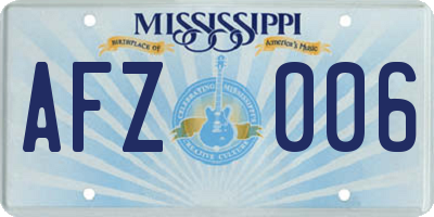 MS license plate AFZ006