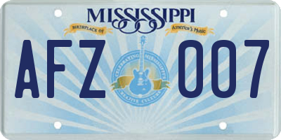 MS license plate AFZ007
