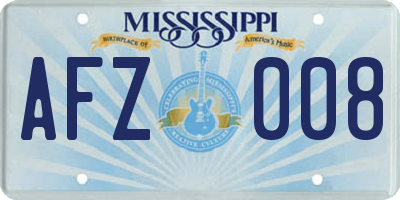 MS license plate AFZ008