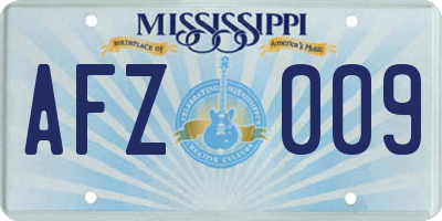 MS license plate AFZ009