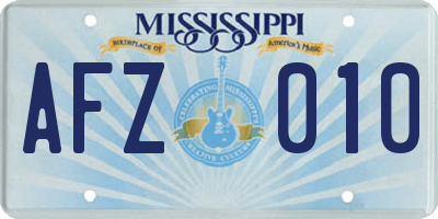 MS license plate AFZ010