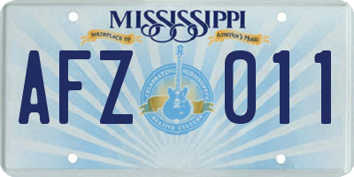 MS license plate AFZ011
