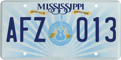 MS license plate AFZ013
