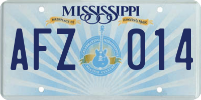 MS license plate AFZ014