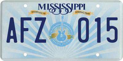 MS license plate AFZ015