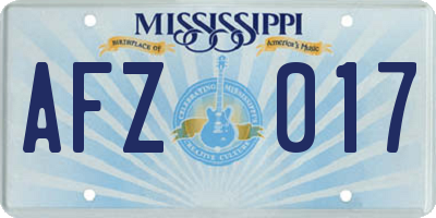 MS license plate AFZ017