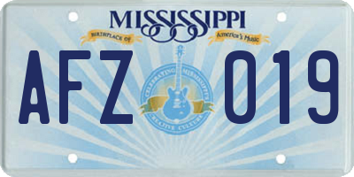 MS license plate AFZ019