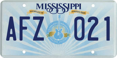 MS license plate AFZ021
