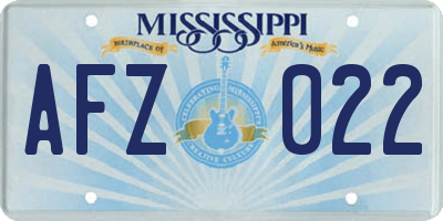 MS license plate AFZ022