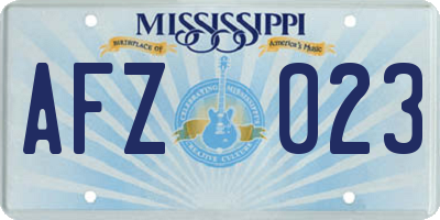 MS license plate AFZ023