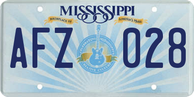 MS license plate AFZ028