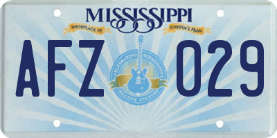 MS license plate AFZ029